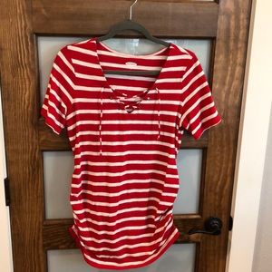 🔥 Red and white large maternity shirt
